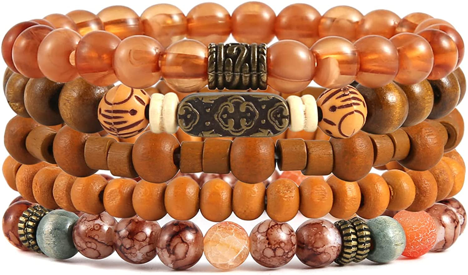 HZMAN Wrap Bracelets Men Women, Hemp Cords Wood Beads Ethnic Tribal Bracelets, Leather Wristbands Apparel & Accessories > Jewelry > Bracelets HZMAN Lava Stone