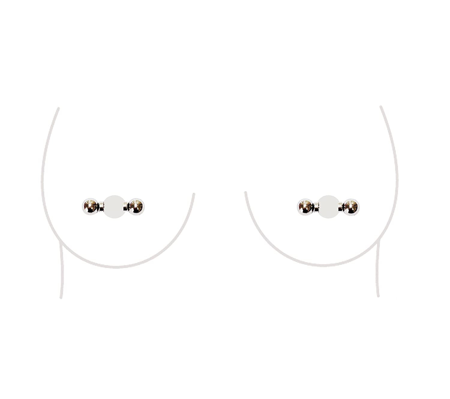 Non-Piercing Nipple Ring Magnetic Barbell Stud Fake Body Jewelry for Women (A - Mini (Aqua)) Apparel & Accessories > Jewelry > Body Jewelry All Body Art C - Medium (Silver)