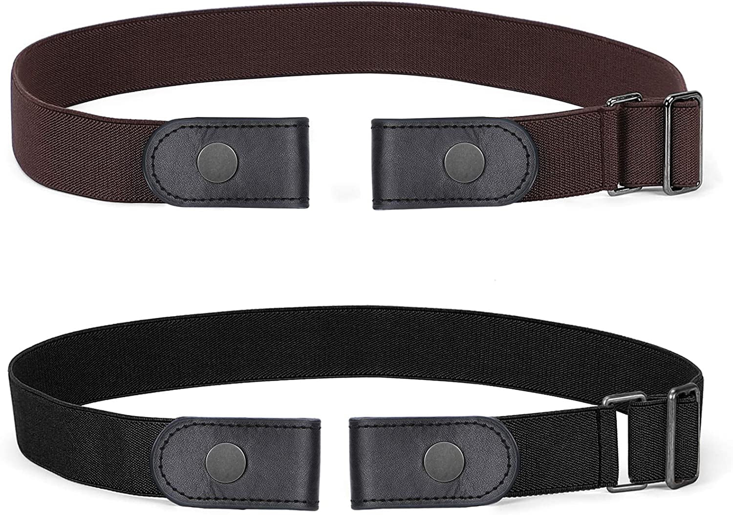 SANSTHS Buckle-Free Elastic Women Belt for Jeans without Buckle, Comfortable Invisible Belt No Bulge No Hassle Apparel & Accessories > Clothing Accessories > Belts SANSTHS D-gun Buckle(black+coffee) Fit pants 47"-65"