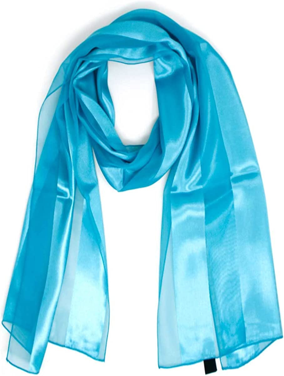Scarfs for Women Lightweight Soft Silky Scarves 60" Long Satin Chiffon Stripe Neckerchief Gold Red Pink Black More Apparel & Accessories > Clothing Accessories > Scarves & Shawls SERENITA Turquoise