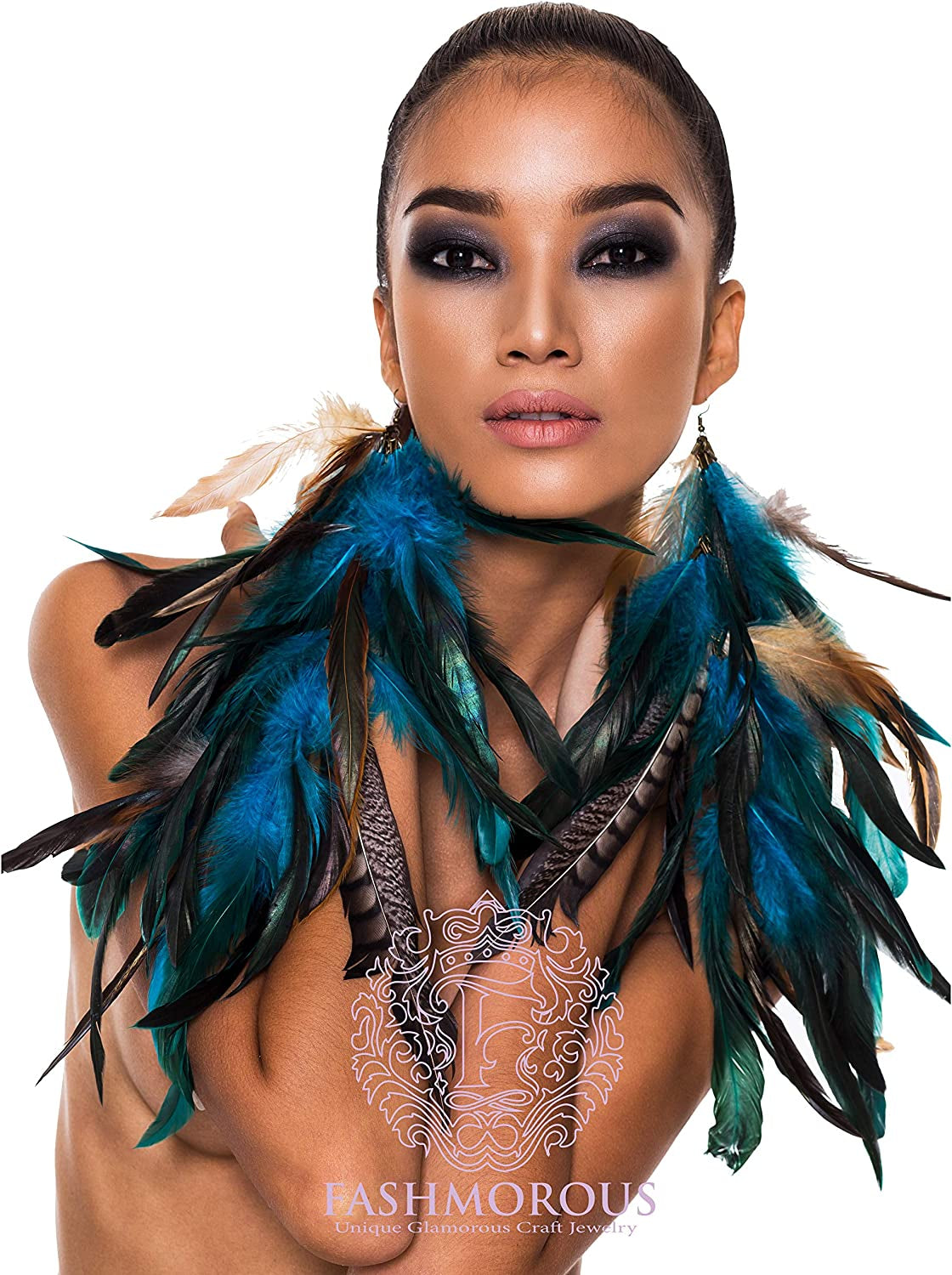 Fashmorous Feather Earrings Blue Feather Earrings for Women Bohemian Feather Earrings for Women Dangle Apparel & Accessories > Jewelry > Earrings Feather Lover