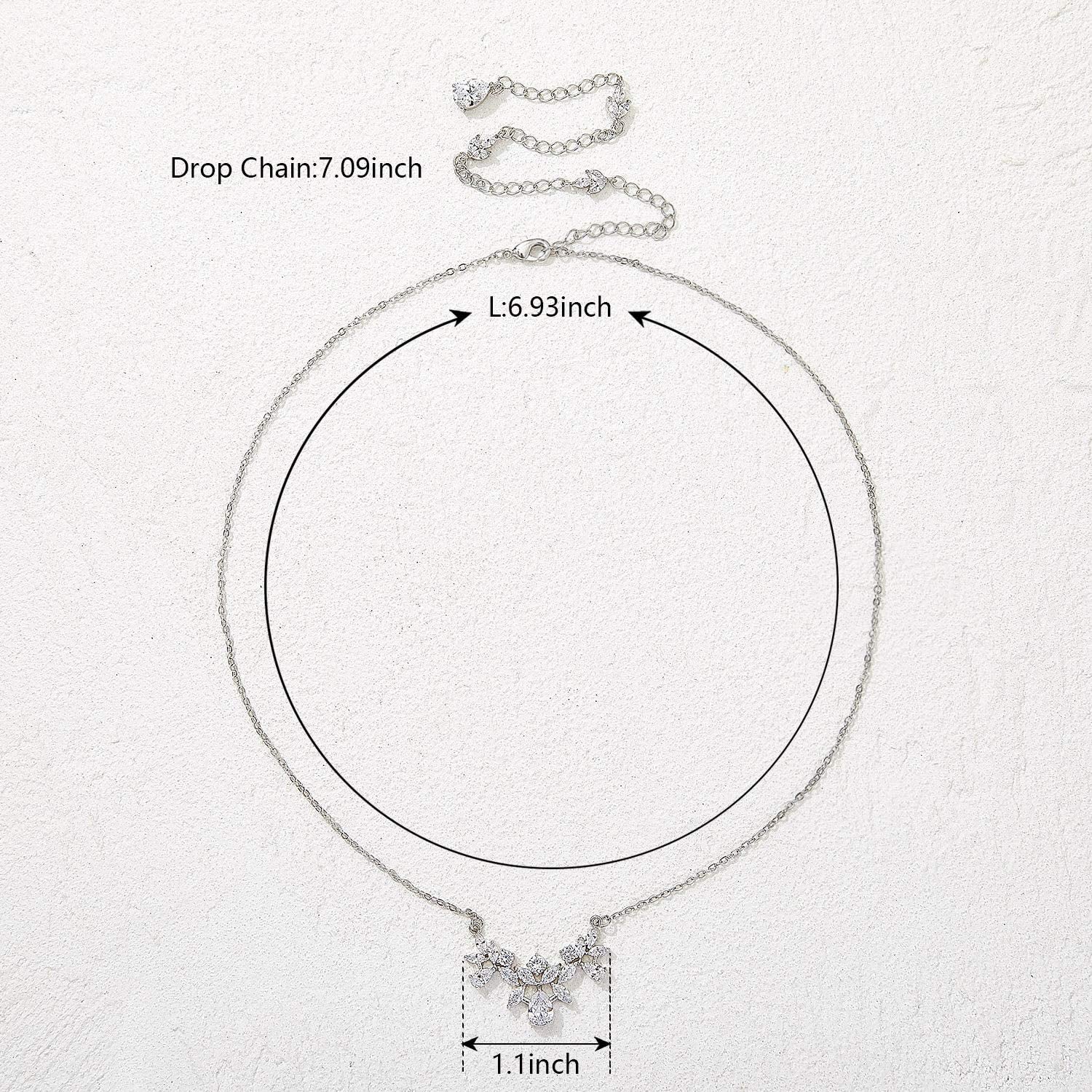 SWEETV Cubic Zirconia Wedding Bridal Backdrop Necklace for Brides, Crystal Dainty Back Necklace, Body Chain Jewelry for Women Prom Apparel & Accessories > Jewelry > Necklaces SWEETV