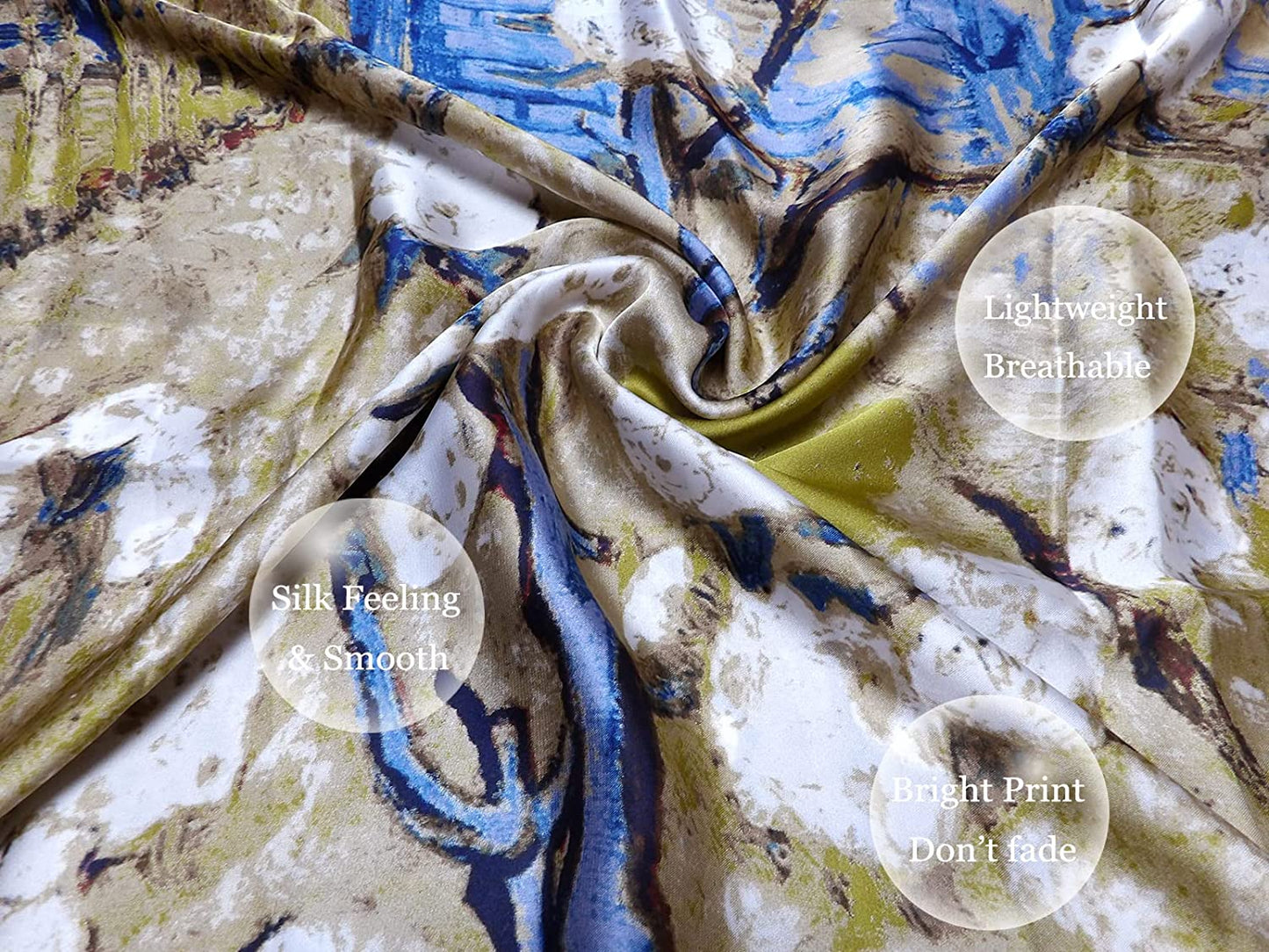 Silk Scarf for Women Fashion Long Satin Lightweight Large Shawl Wrap Printed Sleep 70''X35'' Apparel & Accessories > Clothing Accessories > Scarves & Shawls KYLIE MAX