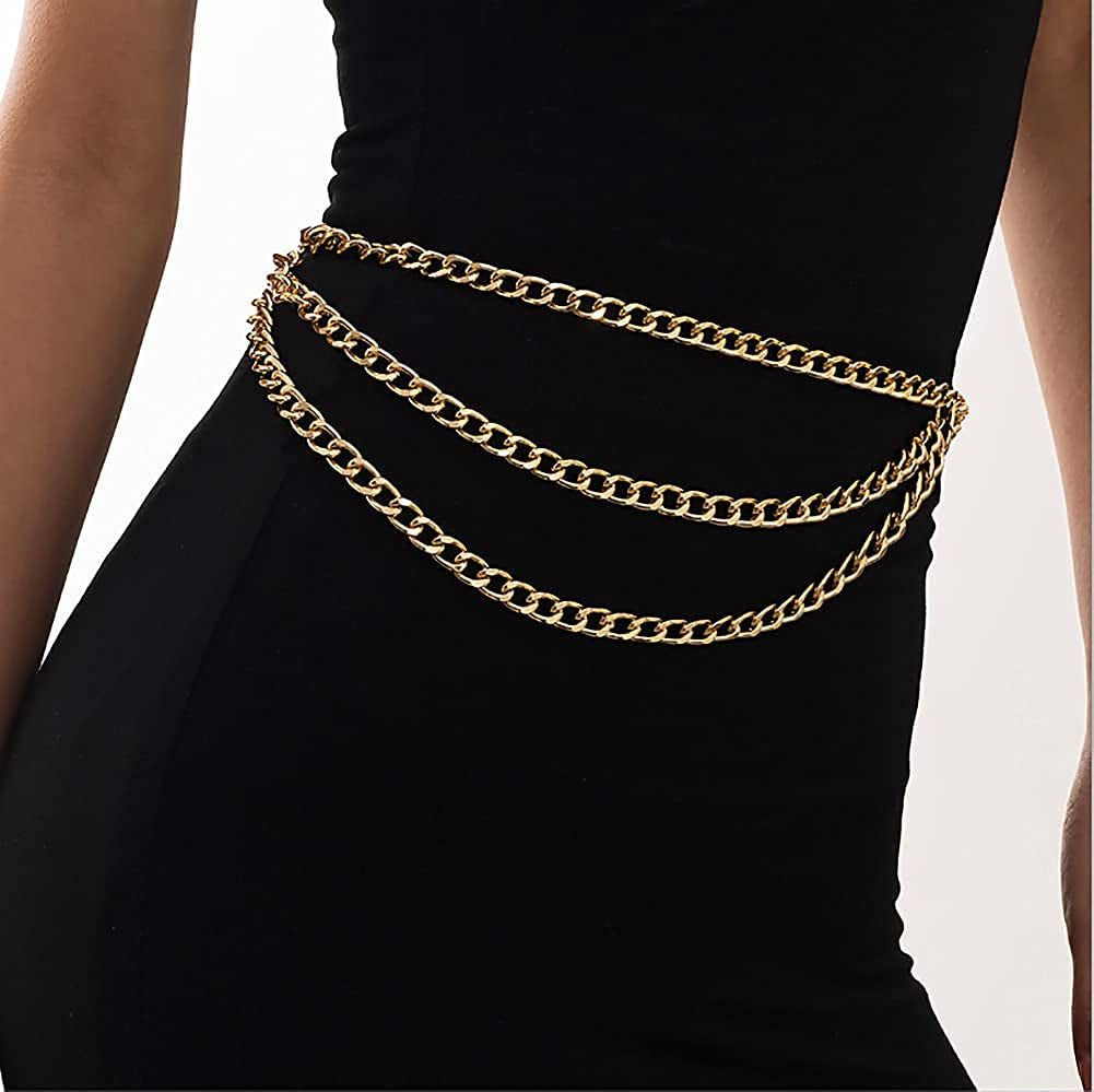 Glamorstar Multilayer Chain Belt Body Chain for Women Boho Waist Belt Belly Chain Bikini Chain Apparel & Accessories > Jewelry > Body Jewelry Glamorstar