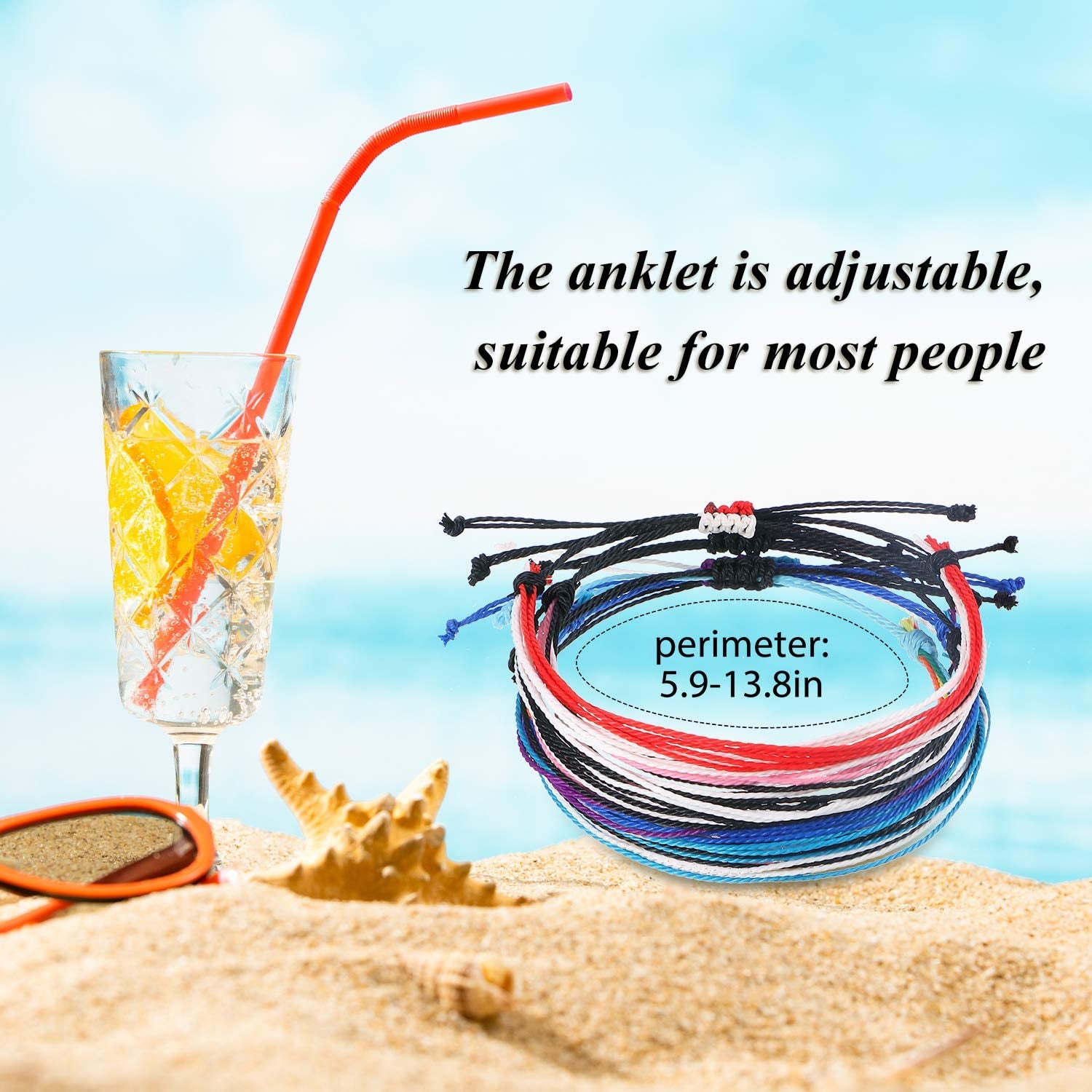 Hicarer 30 Pieces Adjustable Woven Anklets Bracelets Bohemian Braided Rope Bracelets Waterproof Wax Coated Anklets for Women Apparel & Accessories > Jewelry > Anklets Hicarer