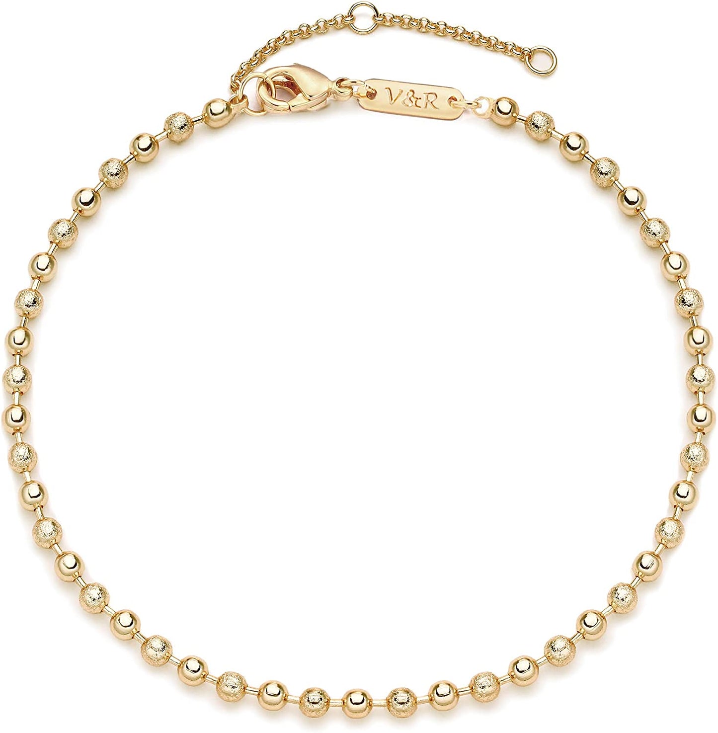 Valloey Rover Women Handmade Dainty Anklet Silver 14K Gold Plated Bead Boho Beach Rhinestone Foot Chain Adjustable Ankle Bracelet for Women Apparel & Accessories > Jewelry > Anklets Valloey Rover Matte