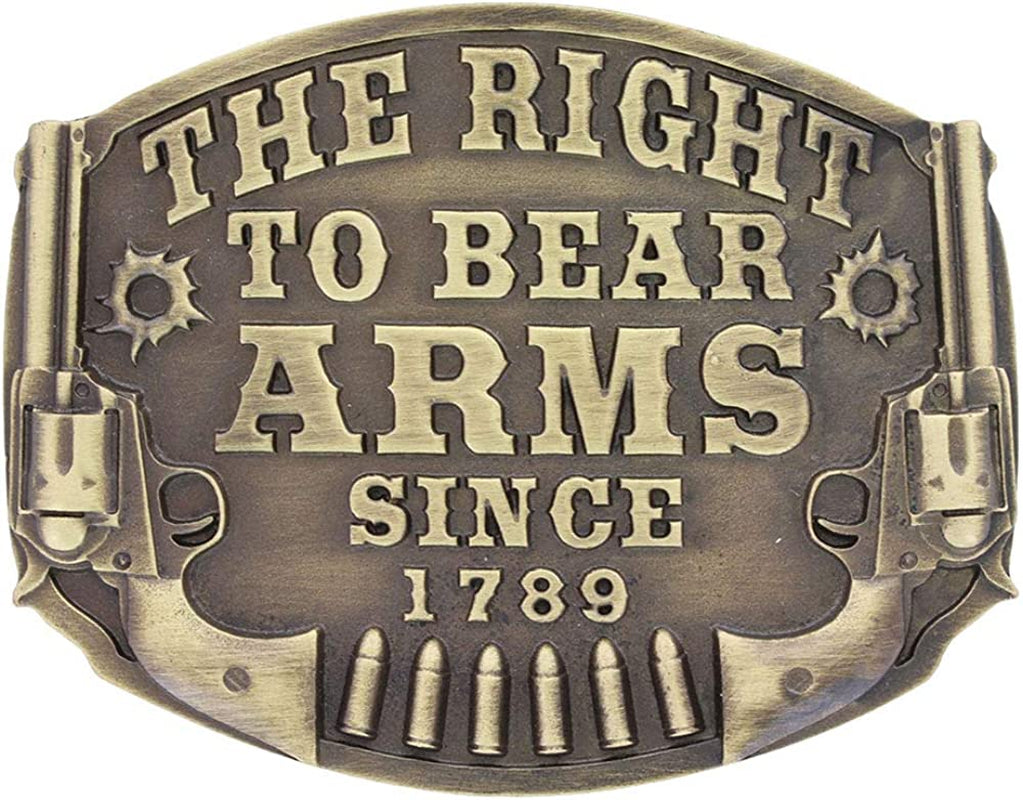 Montana Silversmiths 2Nd Amendment Series Attitude Western Belt Buckle Apparel & Accessories > Clothing Accessories > Belt Buckles Montana Silversmiths Right to Bear Arms- Antique Brass
