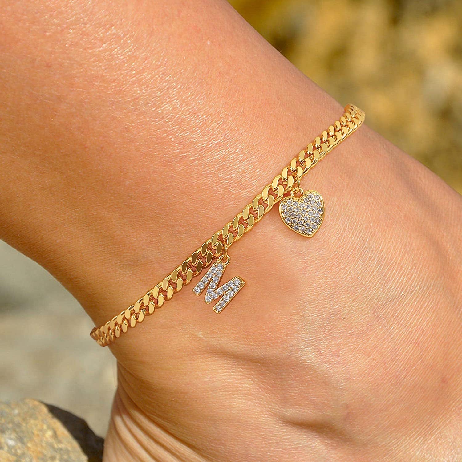 Gold Ankle Bracelets for Women 14K Gold Plated Heart Initial Cuban Link Anklets for Women Charm Gold Anklet for Women Summer Bracelets for Teen Girls Women Anklets Jewelry Apparel & Accessories > Jewelry > Anklets BRIJEWLIC