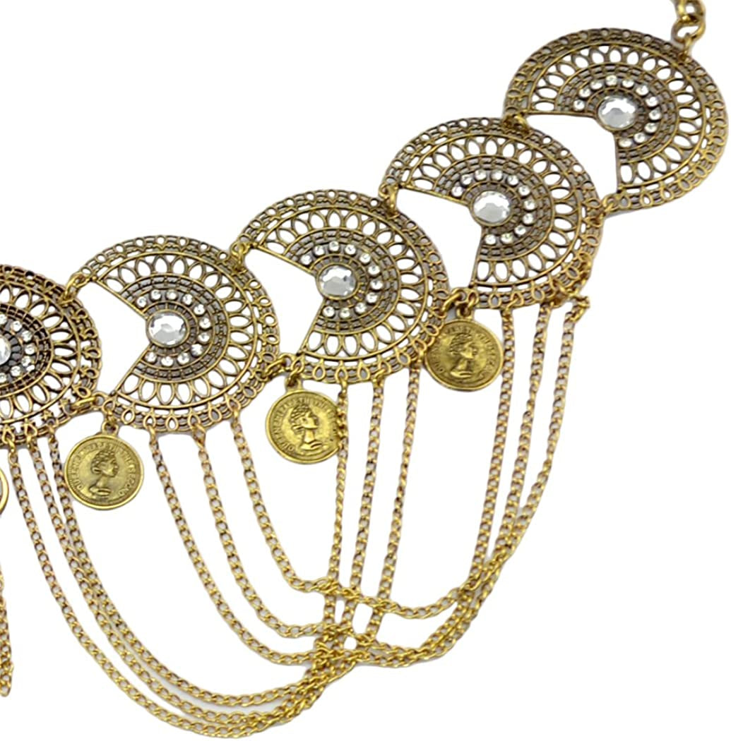 Idealway Vintage Waist Chain Hollow Carving Rhinestone Crystal Body Chain Summer Beach Body Waist Chain Jewelry Apparel & Accessories > Jewelry > Body Jewelry idealway