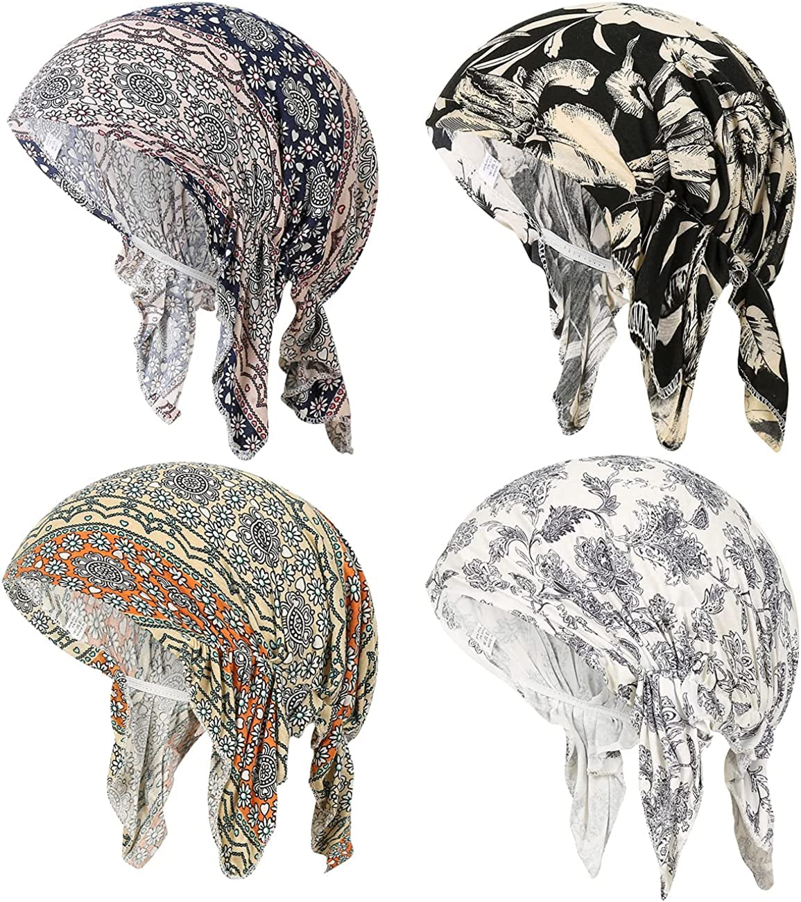 Summer Chemo Scarf Lightweight Silky Beanie Ruffle Cap Cancer Headwear for Womens Apparel & Accessories > Clothing Accessories > Headwear DancMolly Style D