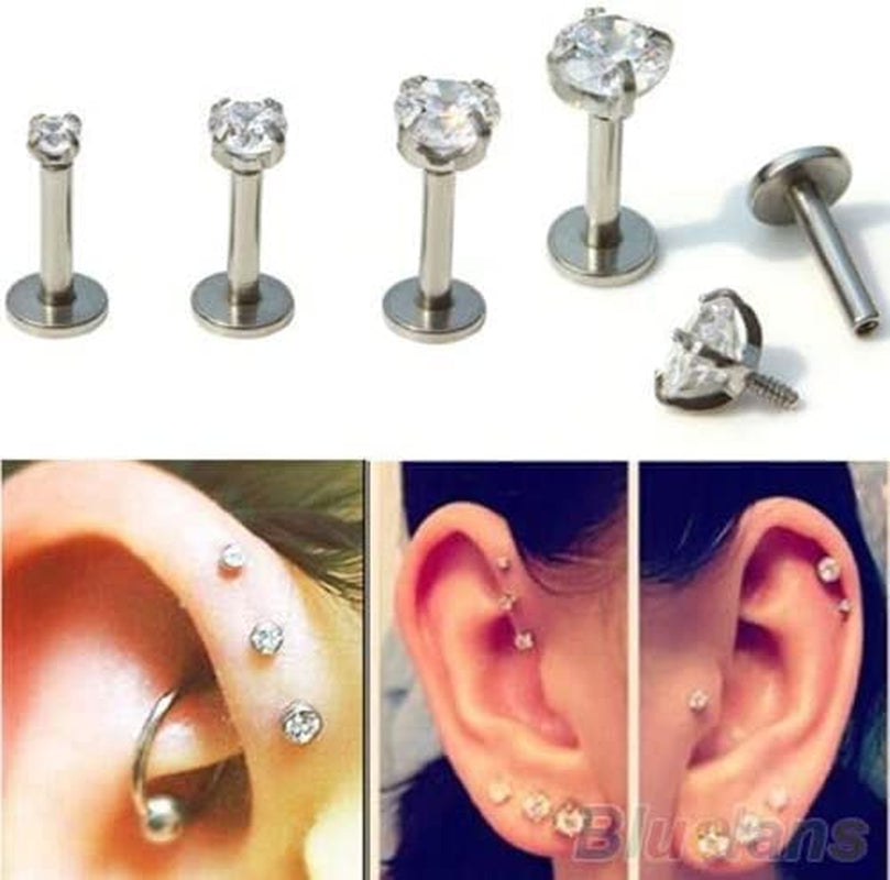 Charming Body Piercing Jewelry for Women Girls & 2Pcs Cubic Zirconia Tragus Lip Ring Monroe Ear Cartilage Earring Tongue Studs Apparel & Accessories > Jewelry > Body Jewelry Generic