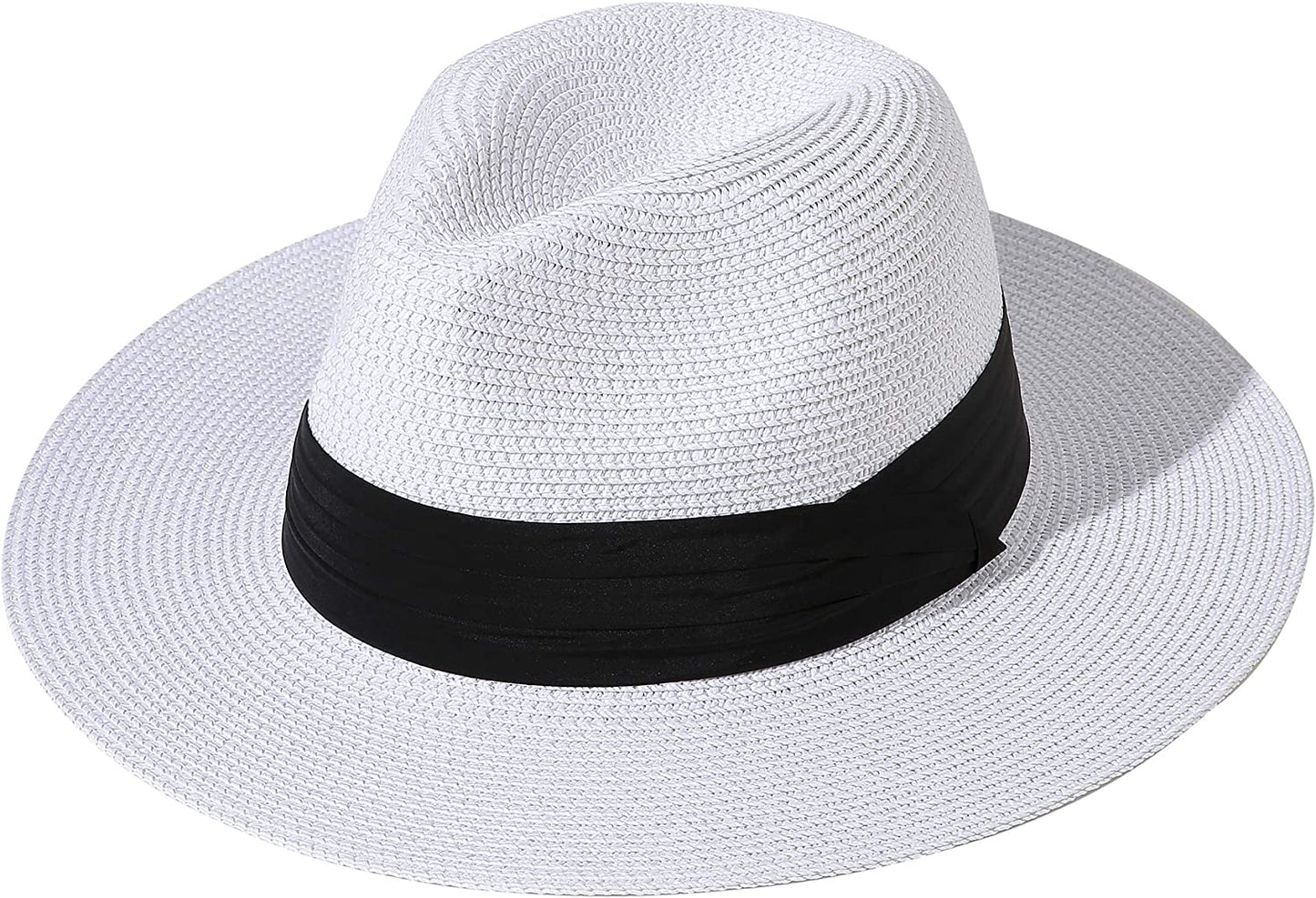 JOYEBUY Womens UPF50 Foldable Summer Straw Hat Wide Brim Fedora Sun Beach Hat Apparel & Accessories > Clothing Accessories > Hats JOYEBUY White