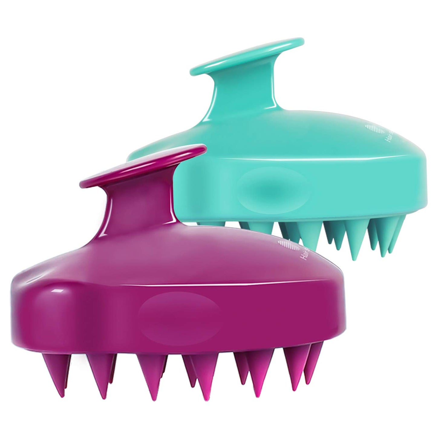 HEETA Hair Scalp Massager Shampoo Brush 2 Pack, Soft Silicone Bristles to Remove Dandruff, Waterproof Hair Scrubber for Both Wet Dry Hair, Suitable for Men & Women (Green & Black) Health & Beauty > Personal Care > Hair Care HEETA Green & Purple
