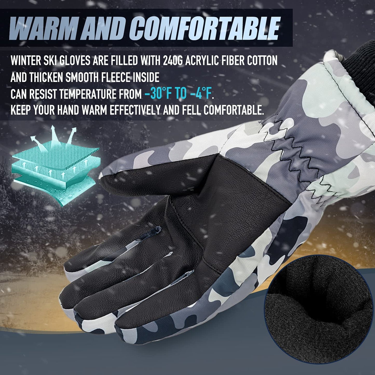 Jogoo Winter Snow Gloves for Men Women,Outdoor Ski Gloves Waterproof&Windproof Touchscreen Cold Weather Gloves Apparel & Accessories > Clothing Accessories > Gloves & Mittens Jogoo