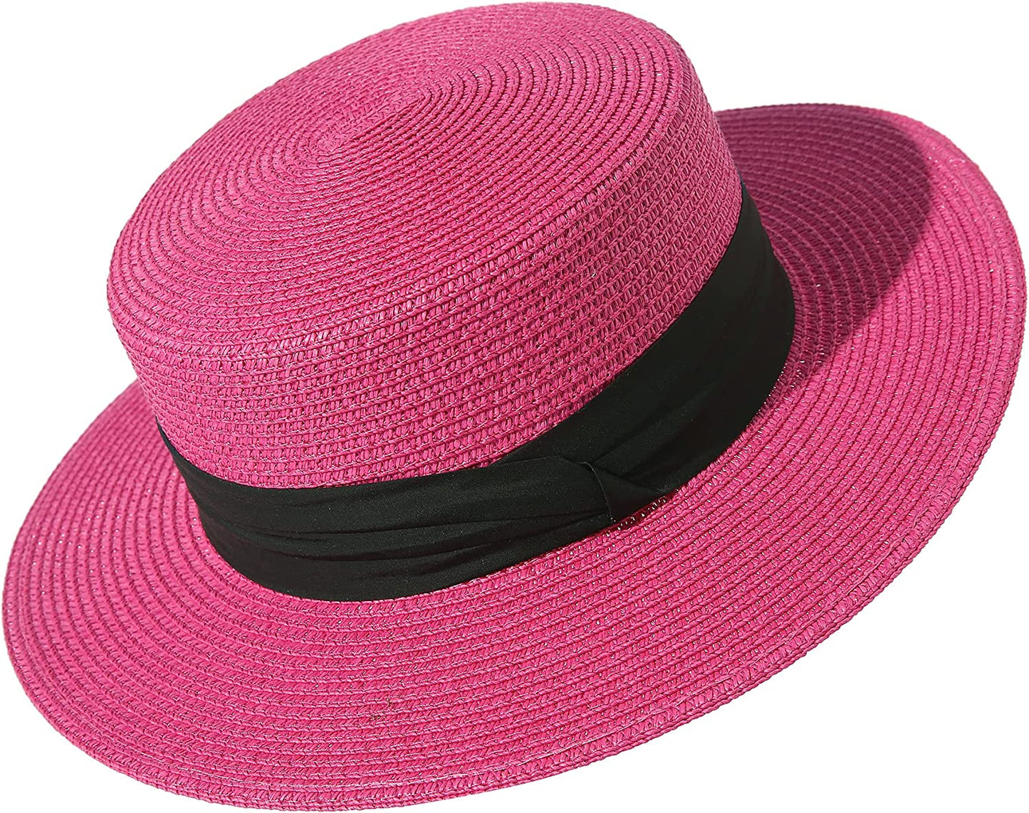 Lanzom Sun Hats for Women Wide Brim Straw Boater Hat Foldable Packable Beach Hat for Summer Apparel & Accessories > Clothing Accessories > Hats Lanzom Rose Medium