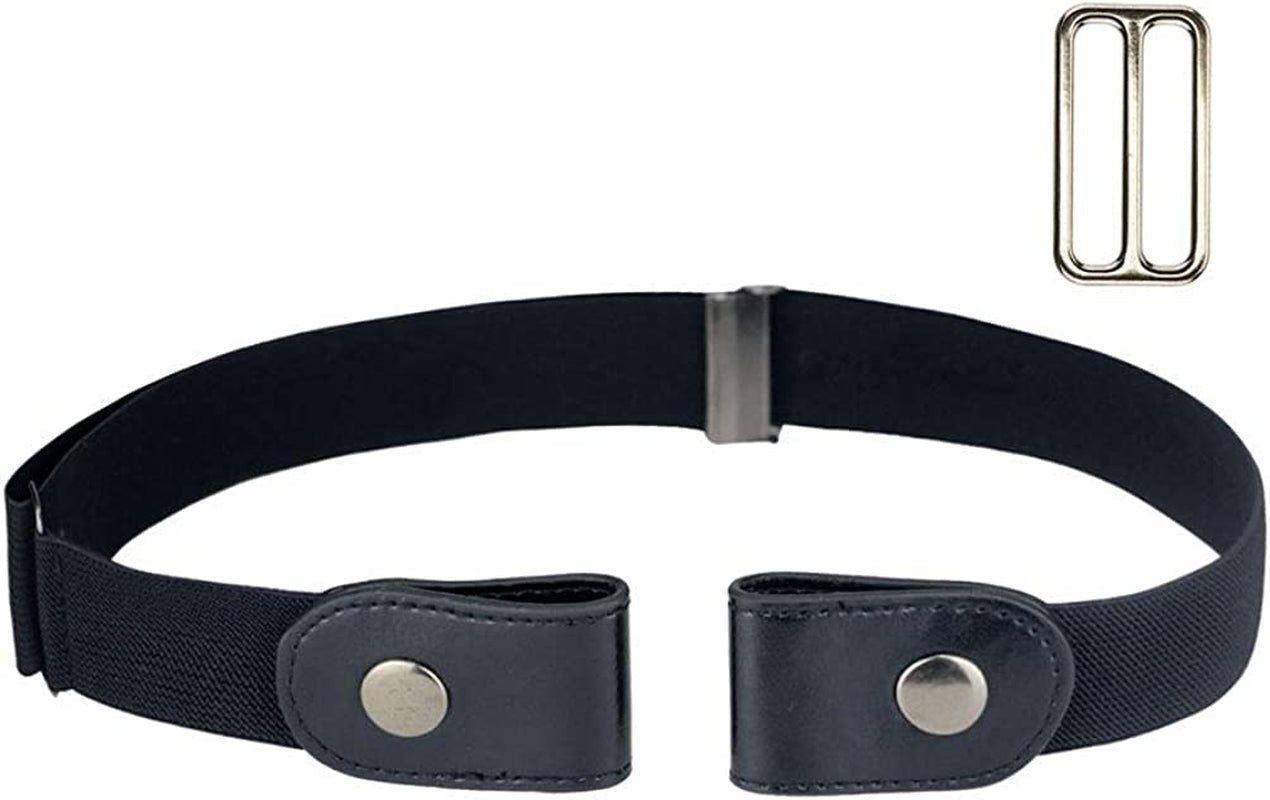 No Buckle Stretch Belt for Women/Men Invisible Elastic Buckle Free Belts Apparel & Accessories > Clothing Accessories > Belts macoking Black Waist 24"-48"