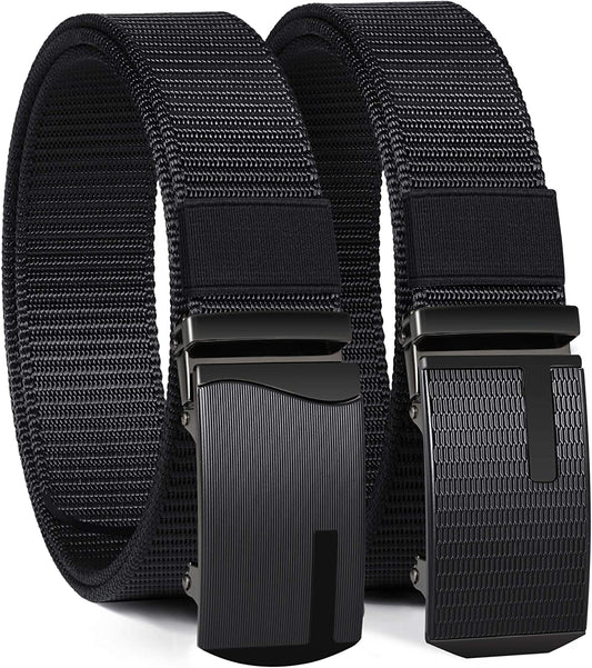 ITIEZY Men'S Nylon Ratchet Belt 2Pack, Adjustable Web Military Tactical Belt with Automatic Slide Buckle, Trim to Fit Apparel & Accessories > Clothing Accessories > Belts ITIEZY