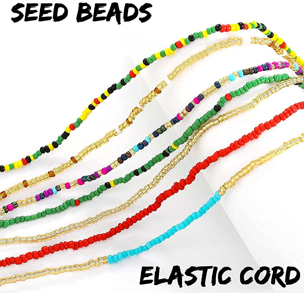 ELABEST African Waist Beads Chain Layered Belly Body Chain Beach 7Pack Waist Jewelry Body Accessories for Women Apparel & Accessories > Jewelry > Body Jewelry ELABEST