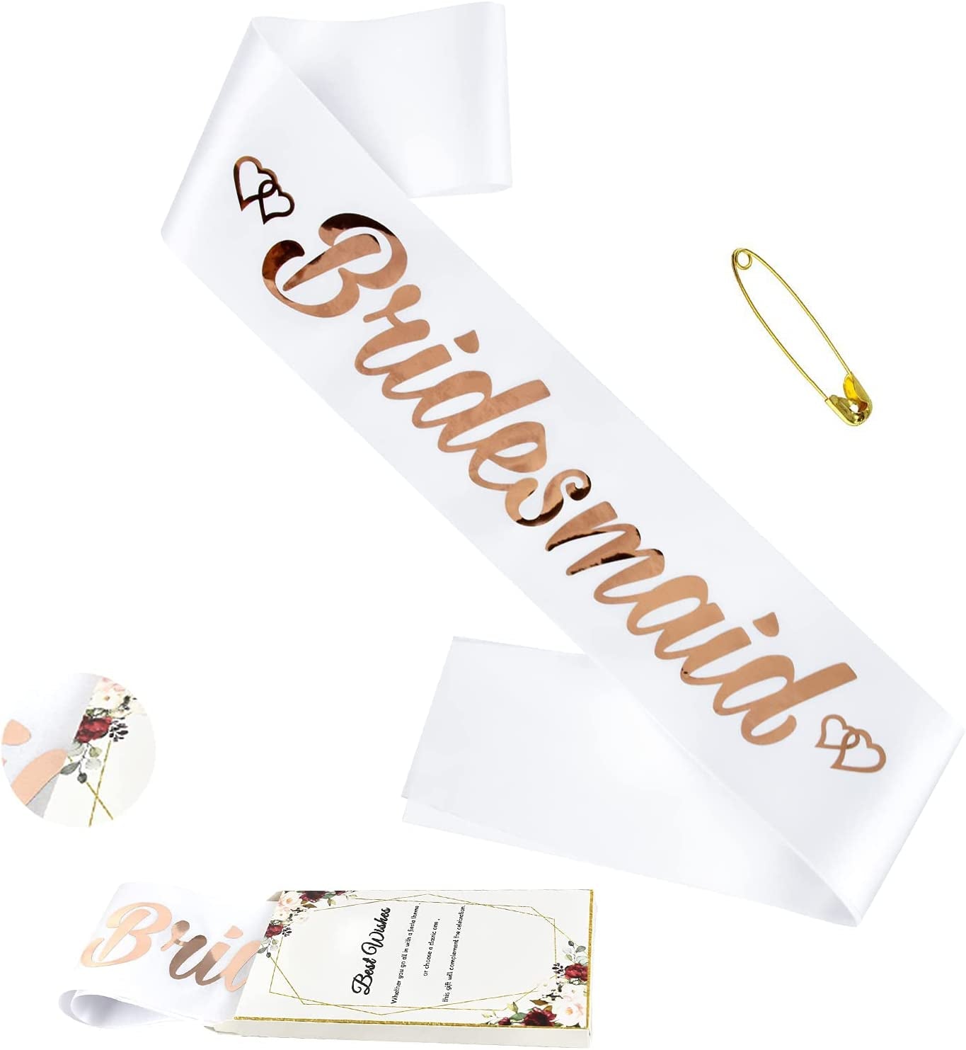 Lseeu 'Mother of the Bride' Bachelorette Party Sashes Rose Gold, Satin Sash Decor for Bride to Be Mother | Engagement Party Ideas Kit with Satin Sash, Supplies in Bridal Shower, Hen Party Accessories Apparel & Accessories > Clothing Accessories > Sashes Lseeu Bridesmaid