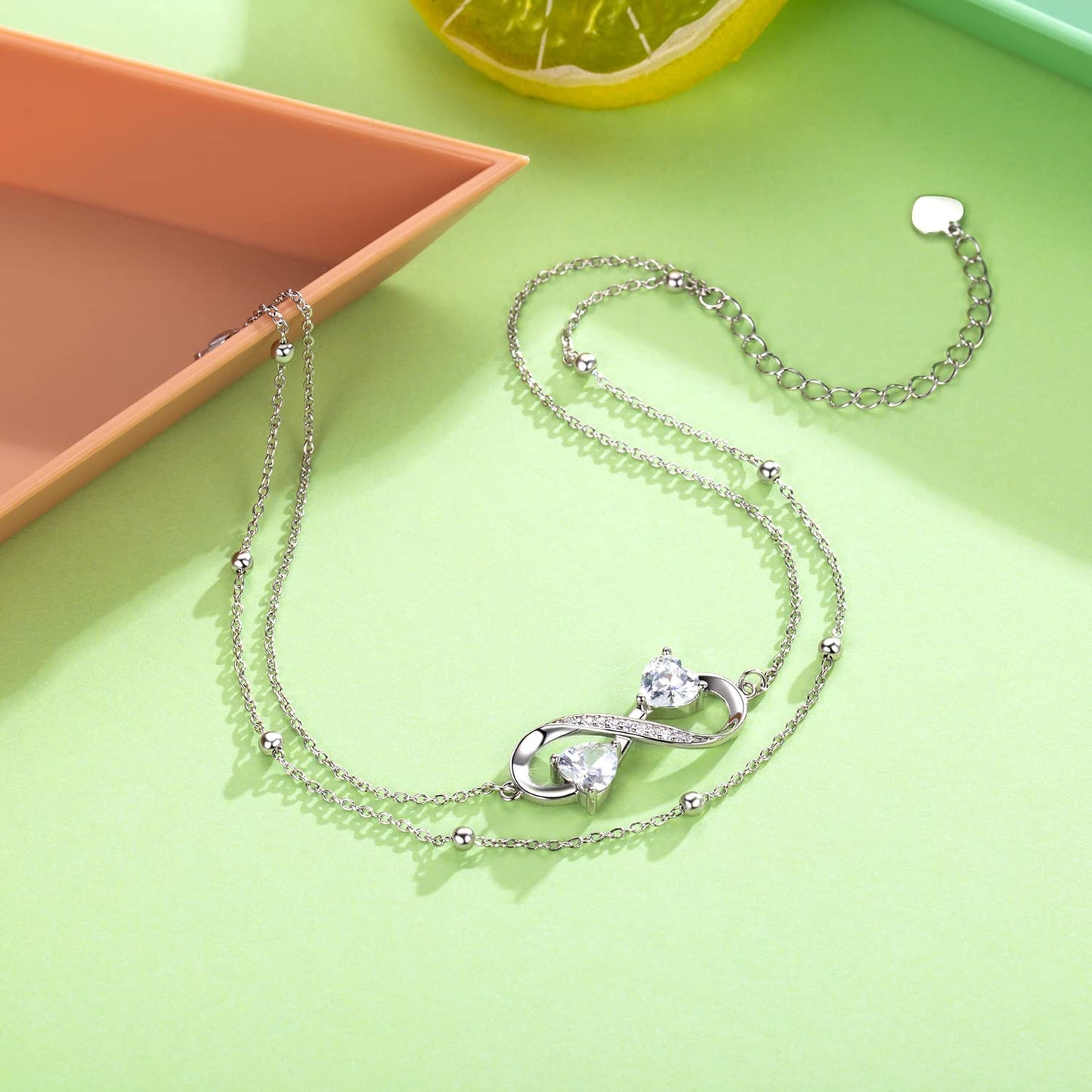 NINAMAID Anklet Bracelets for Women, 925 Sterling Silver Infinity Anklet for Women Girls Adjustable Beach Women'S Anklets Jewelry Gifts for Women Apparel & Accessories > Jewelry > Necklaces NINAMAID