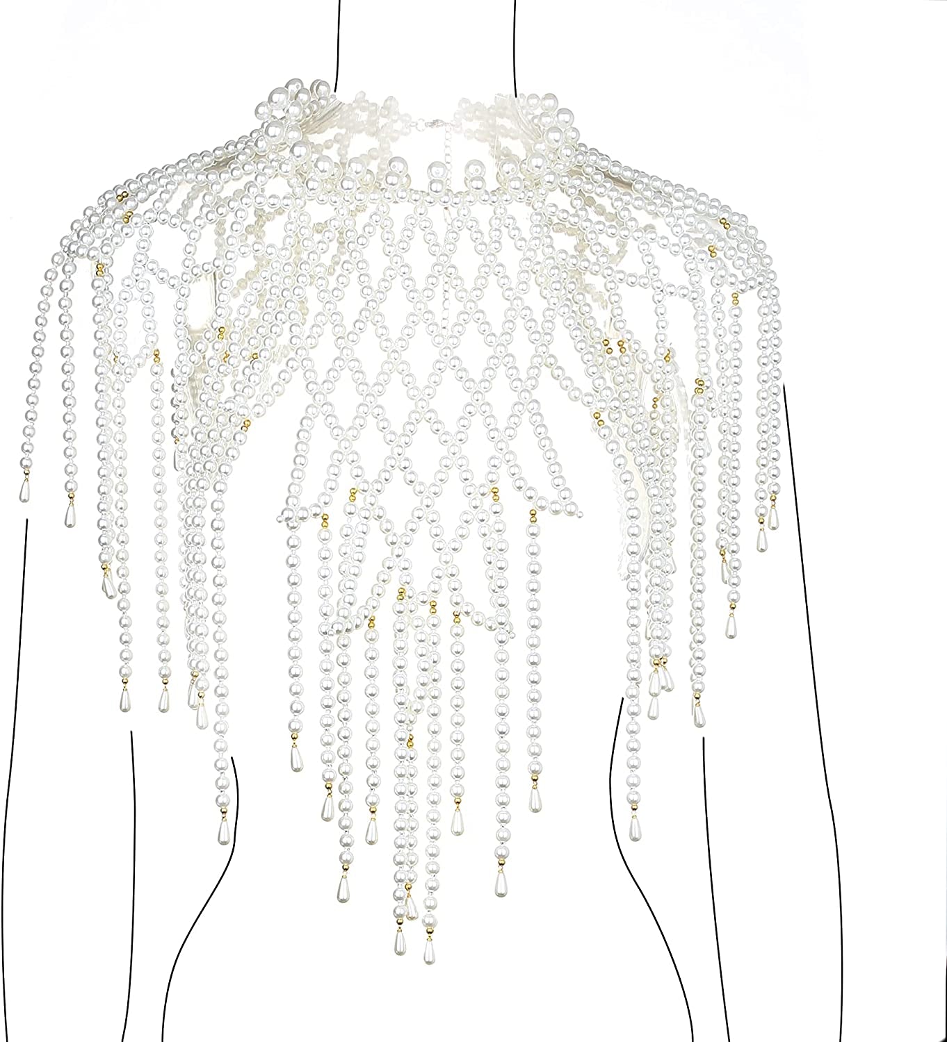 Ccbodily Pearl Body Chain Bra - Fashion Shoulder Necklaces Bra Chain Body Jewelry Apparel & Accessories > Jewelry > Body Jewelry CCbodily H-WHITE