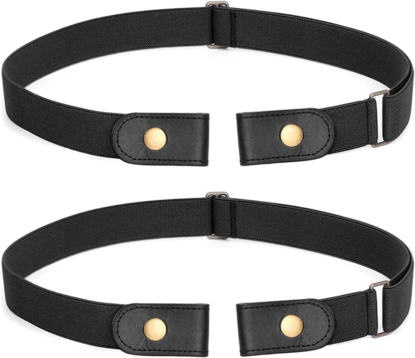 No Buckle Stretch Belt for Women Men Elastic Waist Belt up to 72 Inch for Jeans Pants Apparel & Accessories > Clothing Accessories > Belts WERFORU B-black-2 Pack Pants Size 23"-30"