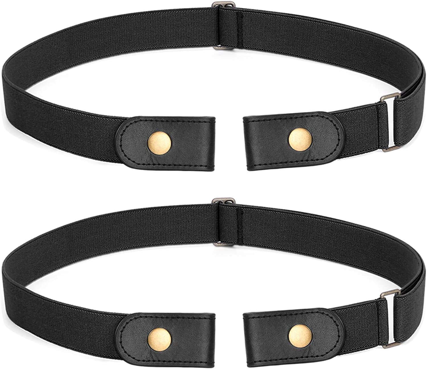 No Buckle Stretch Belt for Women Men Elastic Waist Belt up to 72 Inch for Jeans Pants Apparel & Accessories > Clothing Accessories > Belts WERFORU B-black-2 Pack Pants Size 23"-30"