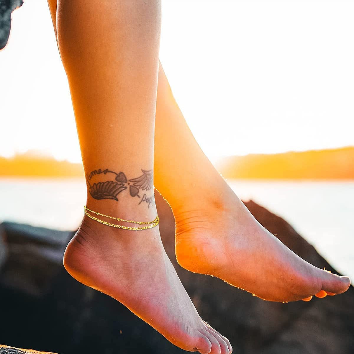 Sparkling Gold Anklet Bracelets for Women,Cute 18K Gold Plated Anklets for Women Teen Girls Large Ankles Apparel & Accessories > Jewelry > Anklets JYUEDA