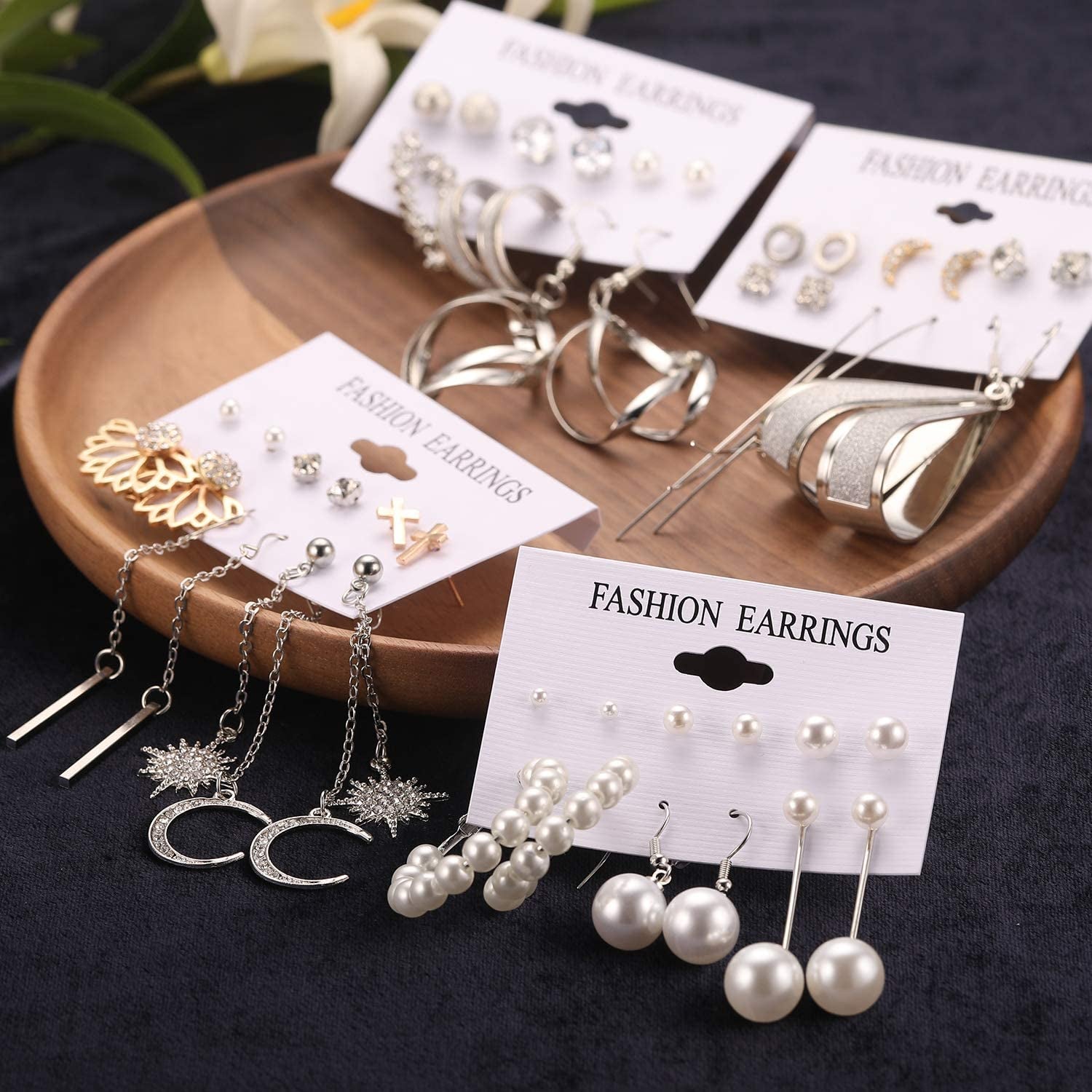 Fashion Earrings for Women Girls, Funtopia 68 Pairs Drop Dangle Earrings, Statement Stud Earrings Pearl Earrings Set for Party Jewelry Gift (Gold and Silver) Apparel & Accessories > Jewelry > Earrings Funtopia