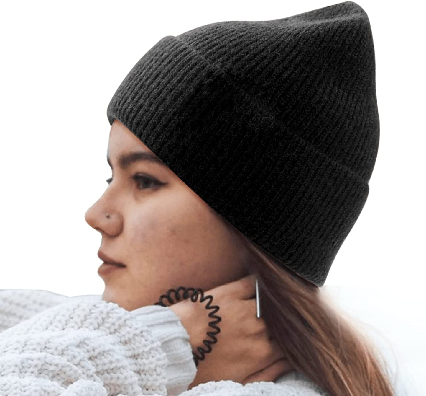 Vermo Knit Beanie Hat for Men&Women, Daily Plain Winter Hat, Stretchy Striped Cuffed Winter Hat Apparel & Accessories > Clothing Accessories > Hats Vermo
