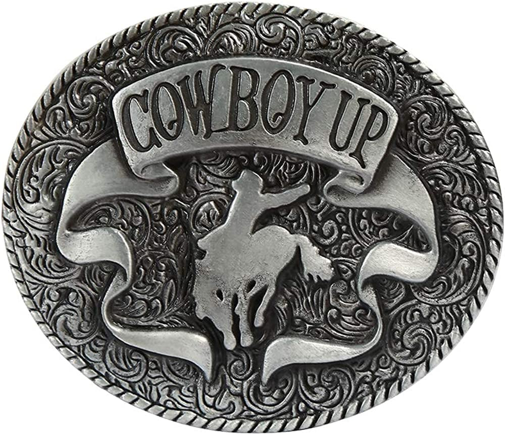 KDG Western Cowboy Gold Belt Buckle for Man Eagle Running Horse Bull Heads Texas Buckle Apparel & Accessories > Clothing Accessories > Belt Buckles KDG 1-silver-1
