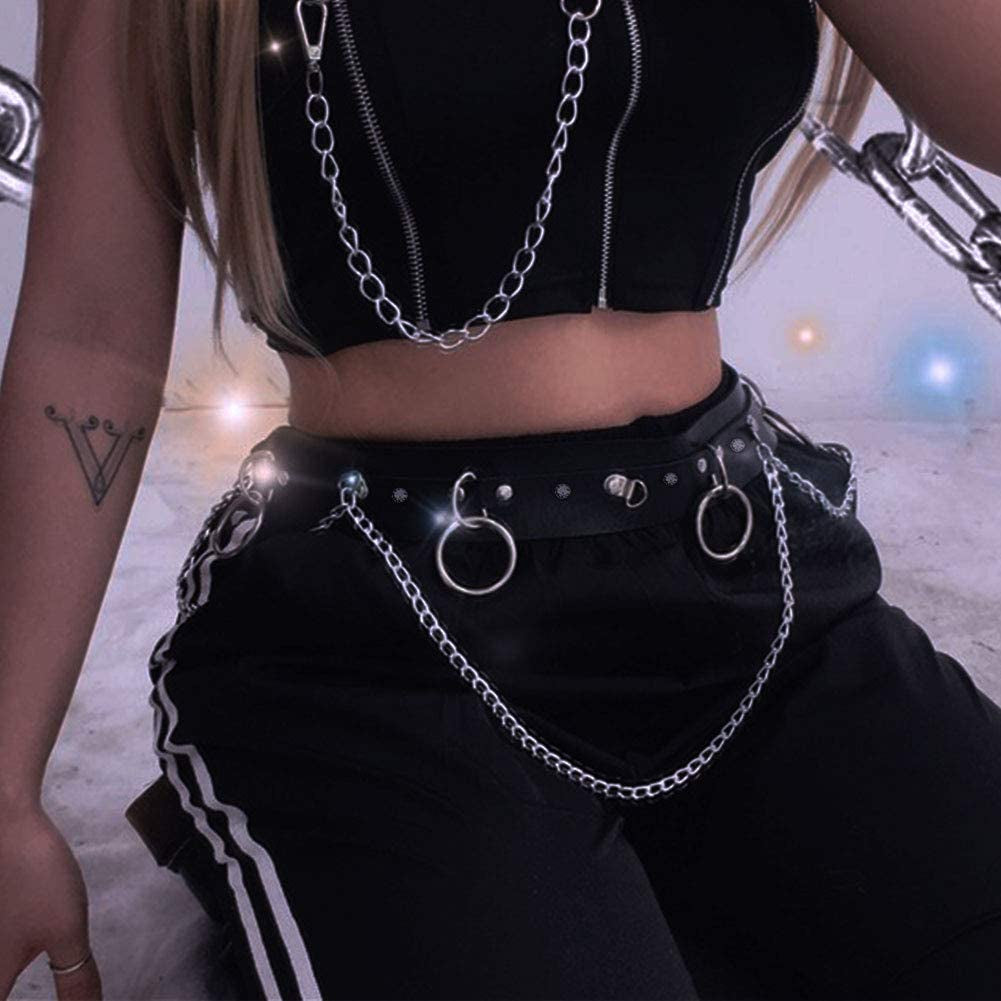 Mjartoria Punk Waist Chain Belt Faux Leather Body Chains Body Jewelry Accessories Gothic Waist Jewelry for Women and Girls (Black) Apparel & Accessories > Jewelry > Body Jewelry MJartoria