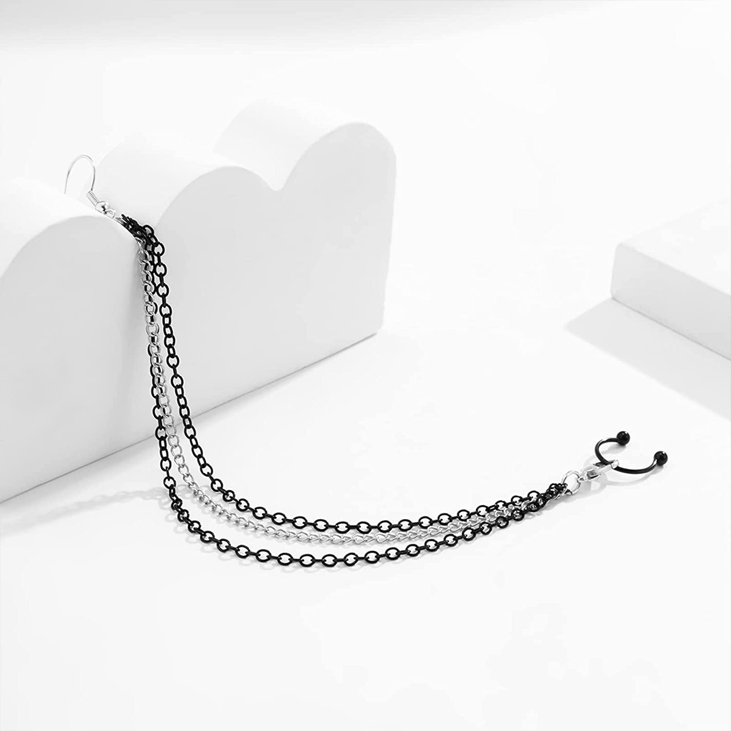 Sora Tuki Fake Septum Fake Nose Ring Non Piercing Body Jewelry Fake Nose Ring Piercing Nose Rings with Chain Nose to Ear Chain Tassel Apparel & Accessories > Jewelry > Body Jewelry Sora Tuki