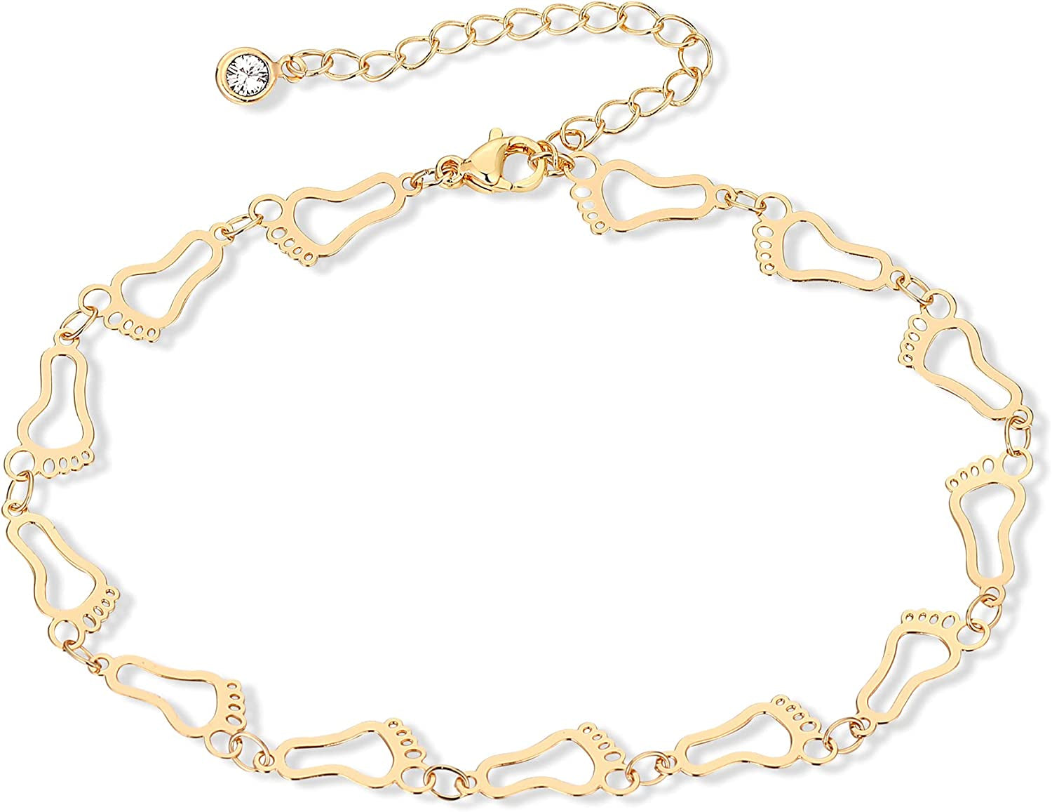 FUNEIA Gold Ankle Bracelets for Women 14K Gold Plated Anklet for Women Daisy Moon Star Evil Eye Anklet Boho Beach Foot Chain Adjustable Dainty Foot Jewelry Apparel & Accessories > Jewelry > Anklets FUNEIA foot