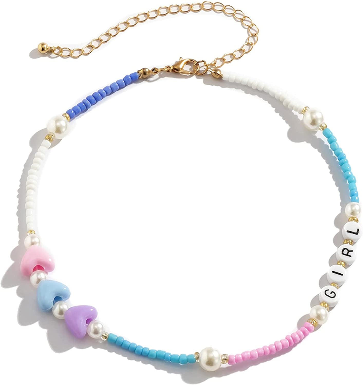 Boho Smiley Layered Beaded Necklaces with Strand Bracelet, Smile Face Star Fruits Flowers Heart Shape Beads Pearl Stackable Collar Necklace Anklet for Women Girls Vsco Summer Beach Trip Apparel & Accessories > Jewelry > Anklets Bincon F GIRL