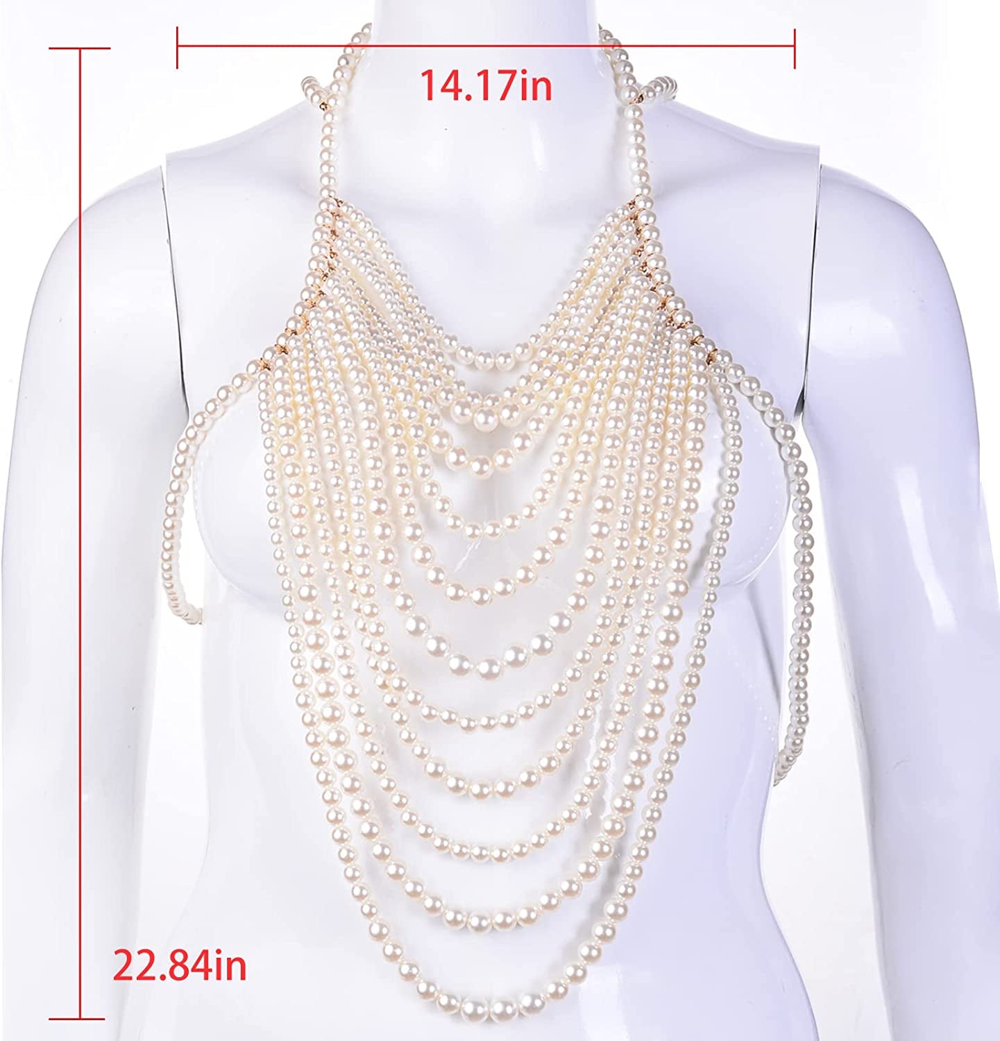 Azazccm Pearl Body Chain-Fashion Pearl Shoulder Necklace for Women,Party, Wedding, Photo Shoot, Adjustable Pearl Body Jewelry Apparel & Accessories > Jewelry > Body Jewelry Azazccm