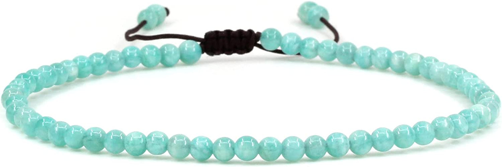 Keleny Natural Gemstone 4Mm round Bead Charm Stretch Anklet for Women Brown Rope Adjustable 8.6-11 Inch Apparel & Accessories > Jewelry > Anklets Kelenystones Brazilian Amazonite