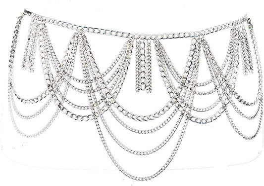 CHRAN Tassels Belly Body Chain Silver Waist Chain Body Jewelry Apparel & Accessories > Jewelry > Body Jewelry CHRAN