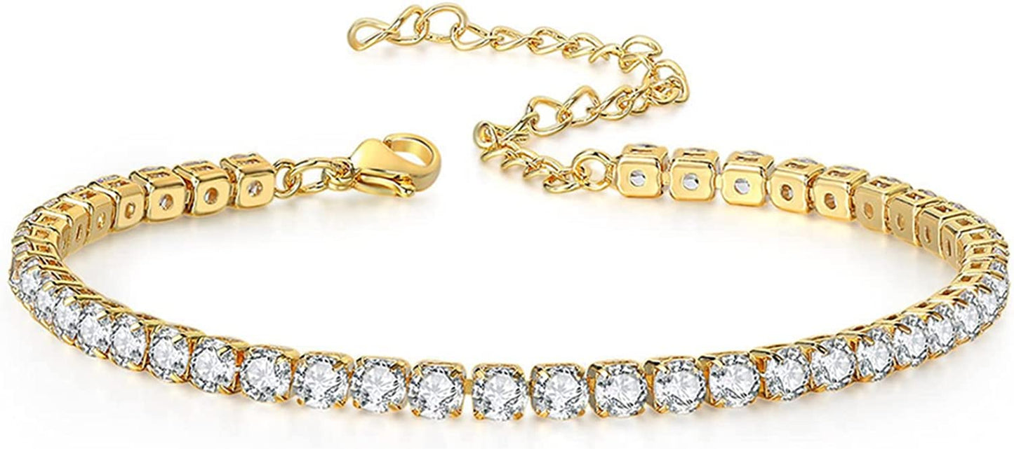 Diamond Ankle Bracelets for Women Gold Cuban Link Anklets Silver Anklets for Women Tennis Ankle Bracelet Silver Rhinestone Anklet Bracelets for Women Crystal Diamond Anklets for Women Apparel & Accessories > Jewelry > Anklets Sora Tuki Style2 - gold 2.5mm diamond anklet