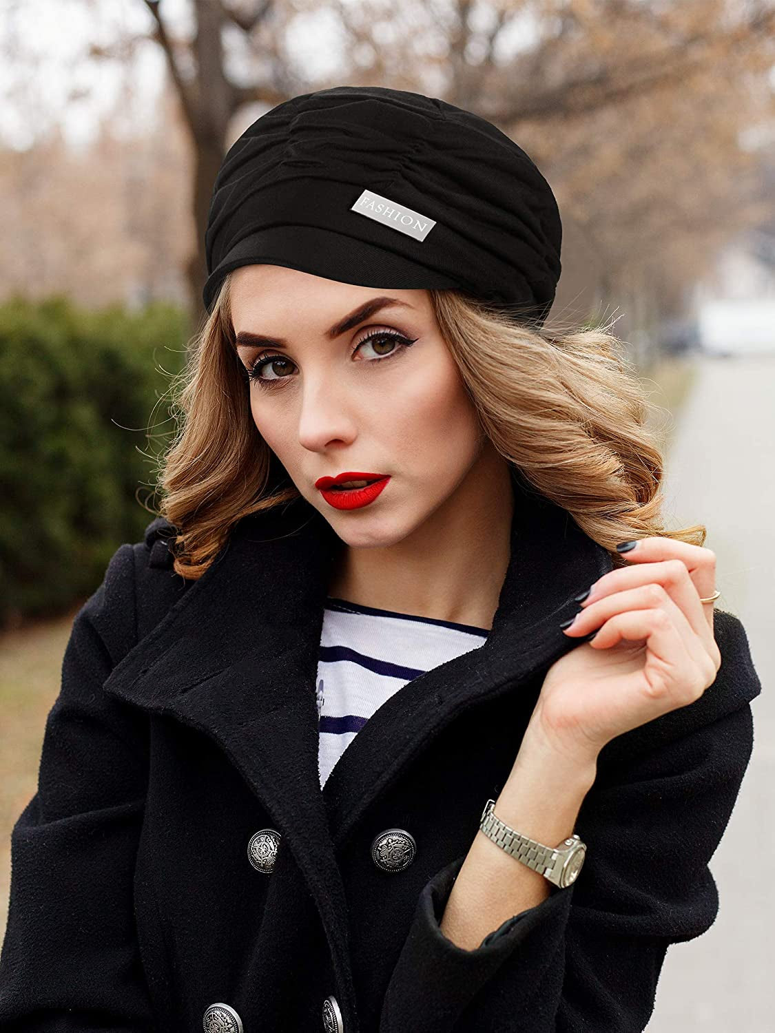 SATINIOR 2 Pieces Women Newsboy Cabbie Cap Beret Hats Baseball Cap Painter Visor Hats for Women Apparel & Accessories > Clothing Accessories > Headwear SATINIOR