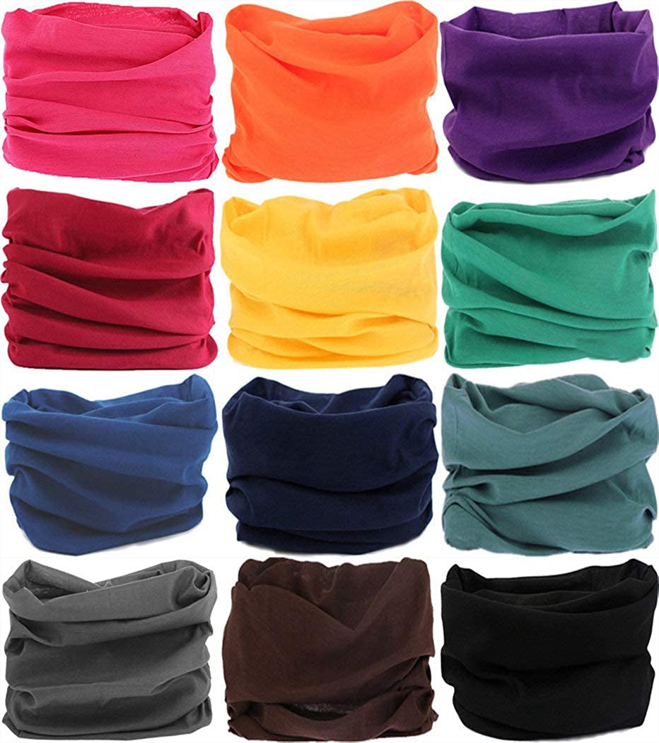 VANCROWN Neck Gaiter Headband Headwear Head Wrap Face Mask Magic Scarf Bandana for Men and Women Apparel & Accessories > Clothing Accessories > Bandanas & Headties VANCROWN 12pcs.solid Color.4