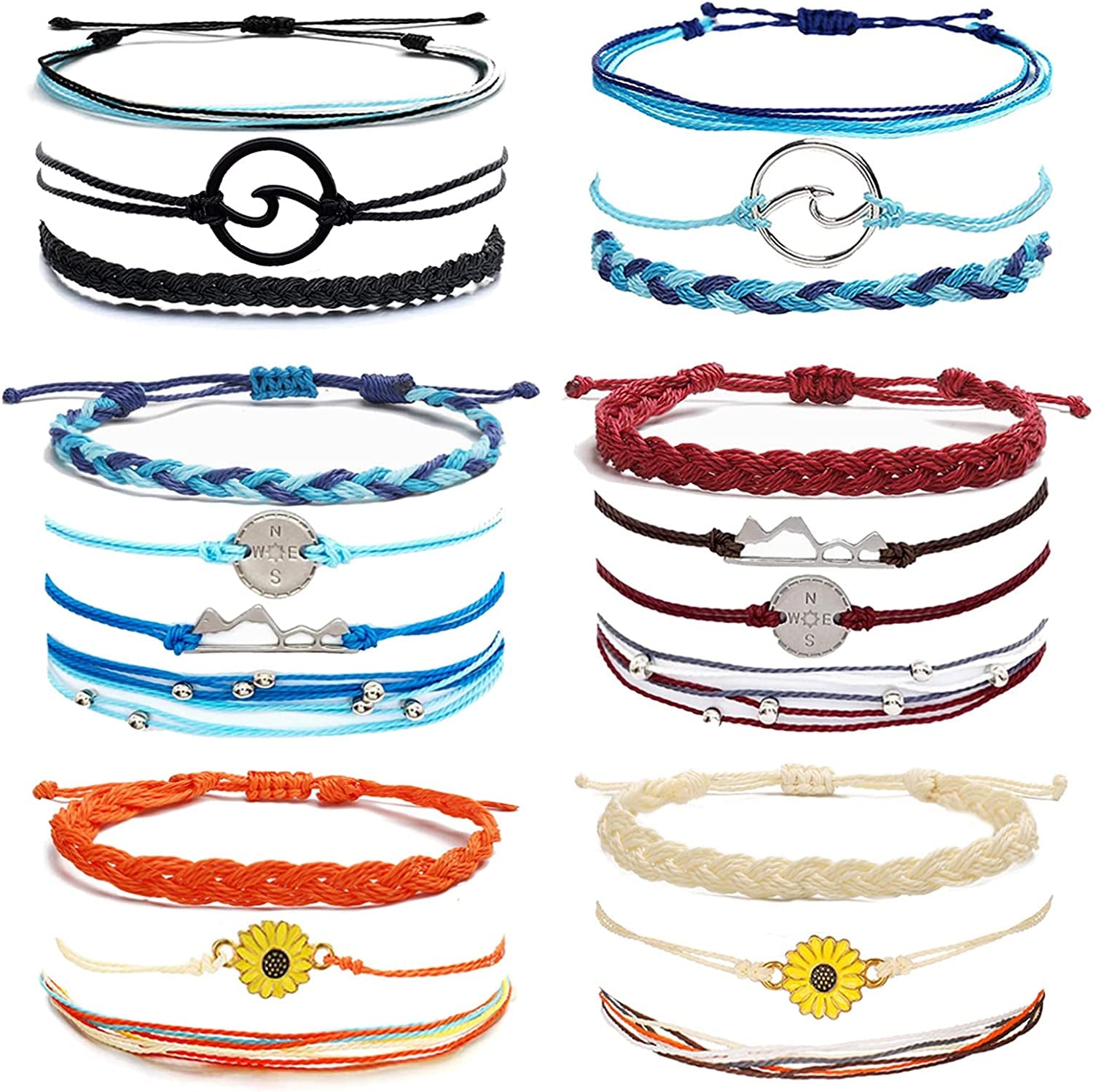 Choice of All String Bracelets for Teen Girls Boho Waterproof Bracelets Ankle Bracelets for Girls Christmas Gifts Wave Surfer Bracelets Summer Beach Anklets Apparel & Accessories > Jewelry > Anklets choice of all 6 set