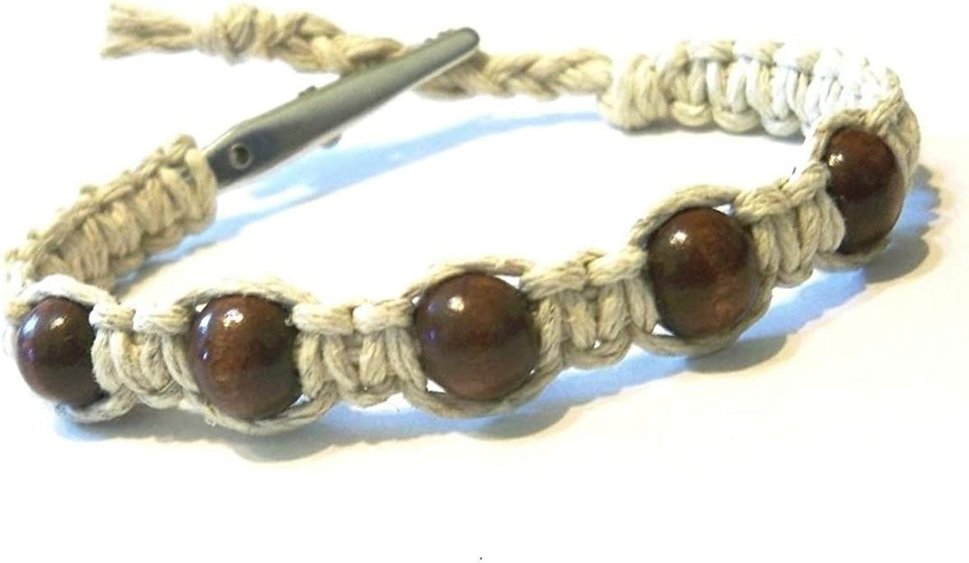 Brown Wood Beaded Adjustable Alligator Clip Hemp Bracelet - Handmade Apparel & Accessories > Jewelry > Bracelets Hempnotic Jewelry