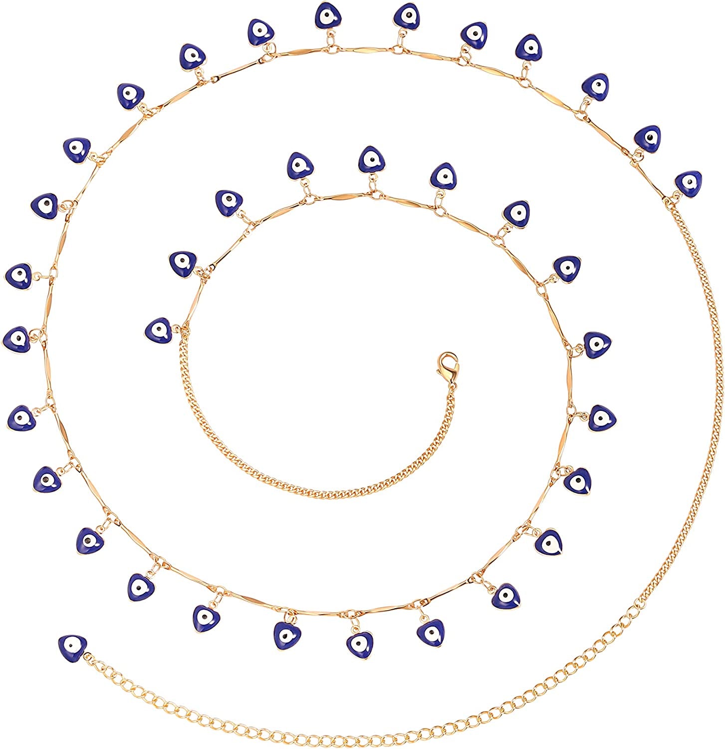 PEARLADA Minimalist Beach Bikini Body Chain 18K Gold Pearl Belly Chain Adjustable Shell Charms Trendy Jewelry Handmade for Women Sexy Waist Chain Apparel & Accessories > Jewelry > Body Jewelry PEARLADA 21. Dark blue evil eye