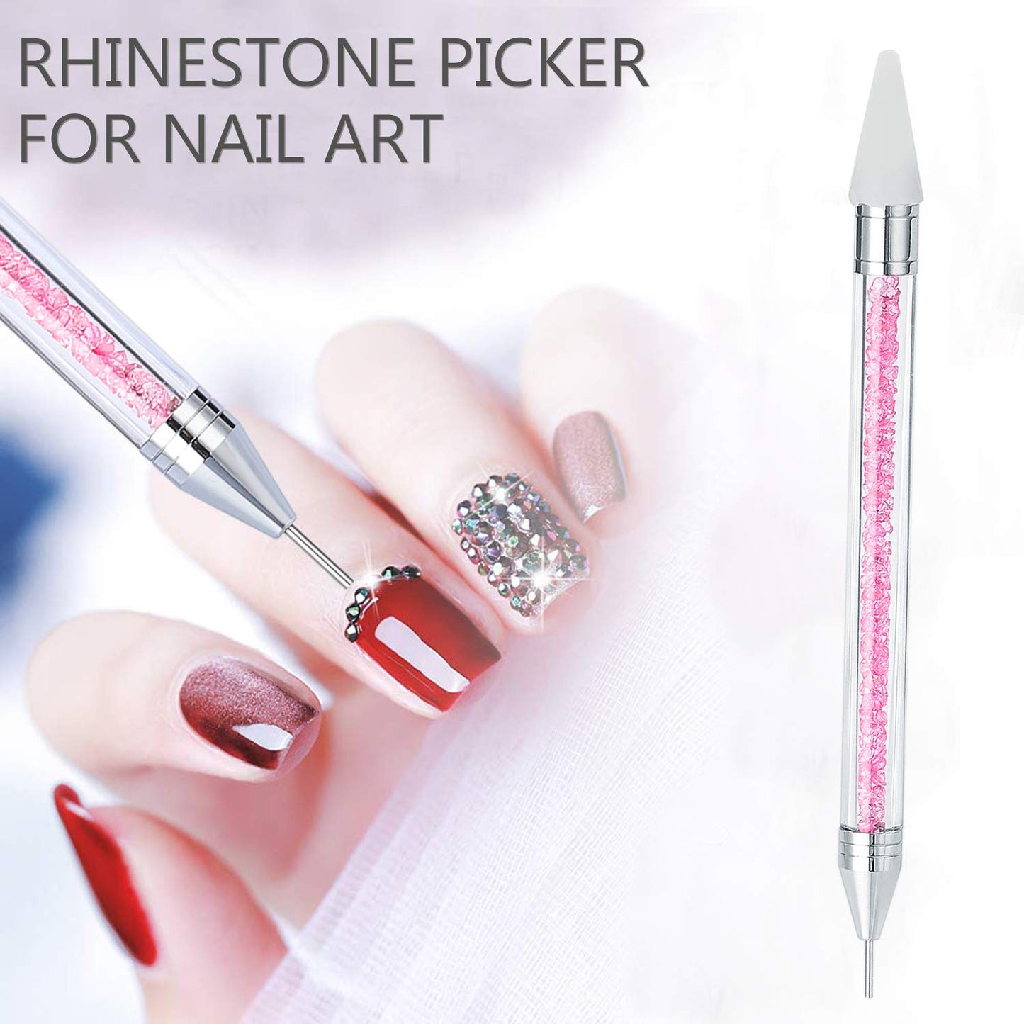Rhinestone Picker Dotting Pen, TEOYALL Dual-Ended Wax Pencil Nail Art Gems Crystals Studs Pick up Tool with 1 Extra Wax Tip (Pink) Health & Beauty > Personal Care > Cosmetics > Cosmetic Tools > Nail Tools TEOYALL