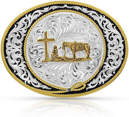 Montana Silversmiths Christian Faith Series Classic Western Buckle, Made in USA Apparel & Accessories > Clothing Accessories > Belt Buckles Montana Silversmiths Ranch Rope - Christian Cowboy