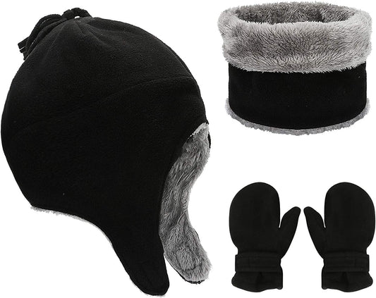 Child Winter Hat Set, Bicyclestore 3 Pcs Soft Warm Children Beanie Cap with Neck Warmer and Gloves, Kids Hat & Mittens Set Ski Warm Set Outdoor Earmuffs for Baby Childrens Girls Boys (2-5 Years) Apparel & Accessories > Clothing Accessories > Gloves & Mittens BicycleStore
