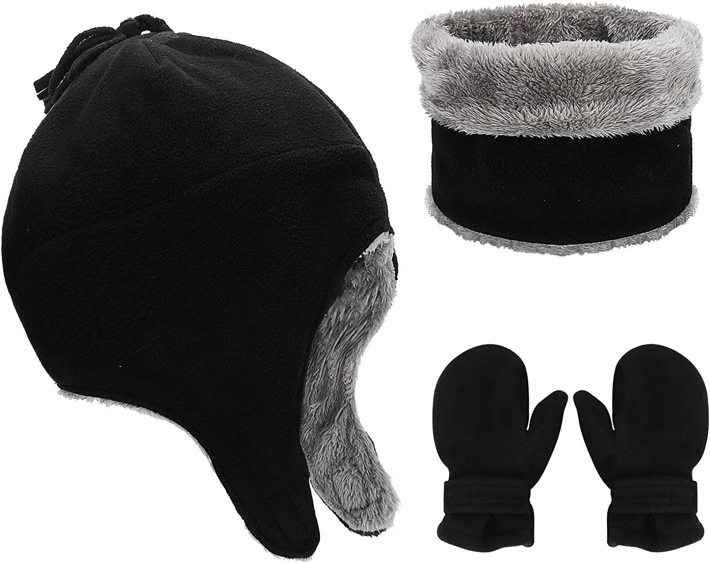 Child Winter Hat Set, Bicyclestore 3 Pcs Soft Warm Children Beanie Cap with Neck Warmer and Gloves, Kids Hat & Mittens Set Ski Warm Set Outdoor Earmuffs for Baby Childrens Girls Boys (2-5 Years) Apparel & Accessories > Clothing Accessories > Gloves & Mittens BicycleStore