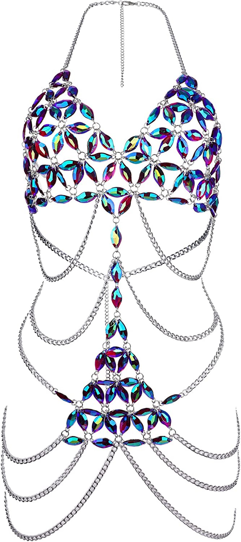Ccbodily Body Chains Jewelry Accessories - Boho Crystal Tassel Bikini Set Beach Cosplay Bra Chain Body Jewelry for Women and Girls Apparel & Accessories > Jewelry > Body Jewelry CCbodily Style-8