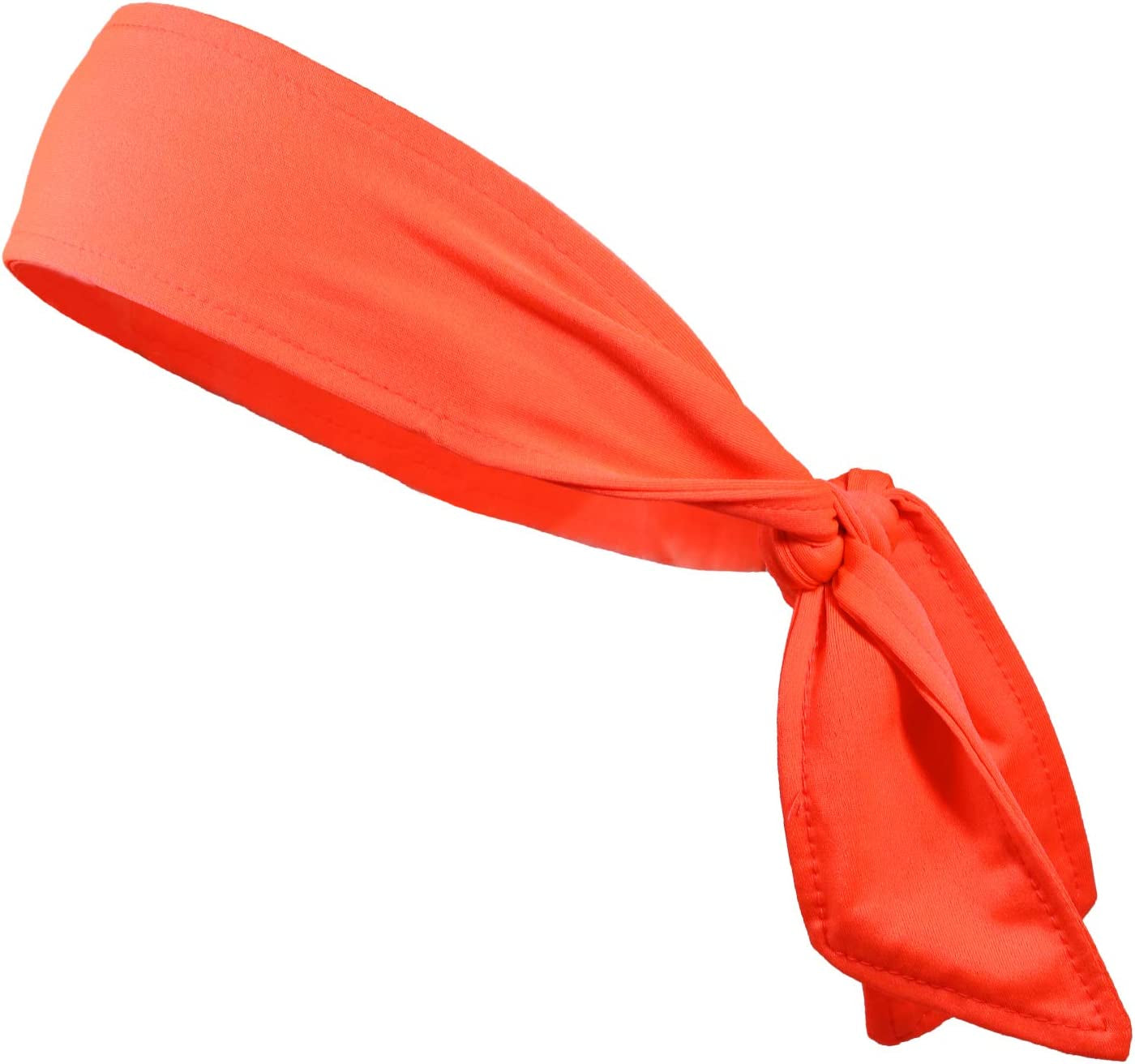 Kenz Laurenz Headbands Tie on Headband for Women Men Running Athletic Hair Head Band Elastic Sports Sweat Basketball Sweatband Stetchy Yoga Workout Sweatbands Adjustable Non-Slip Moisture Wicking Apparel & Accessories > Clothing Accessories > Bandanas & Headties Kenz Laurenz Neon Orange